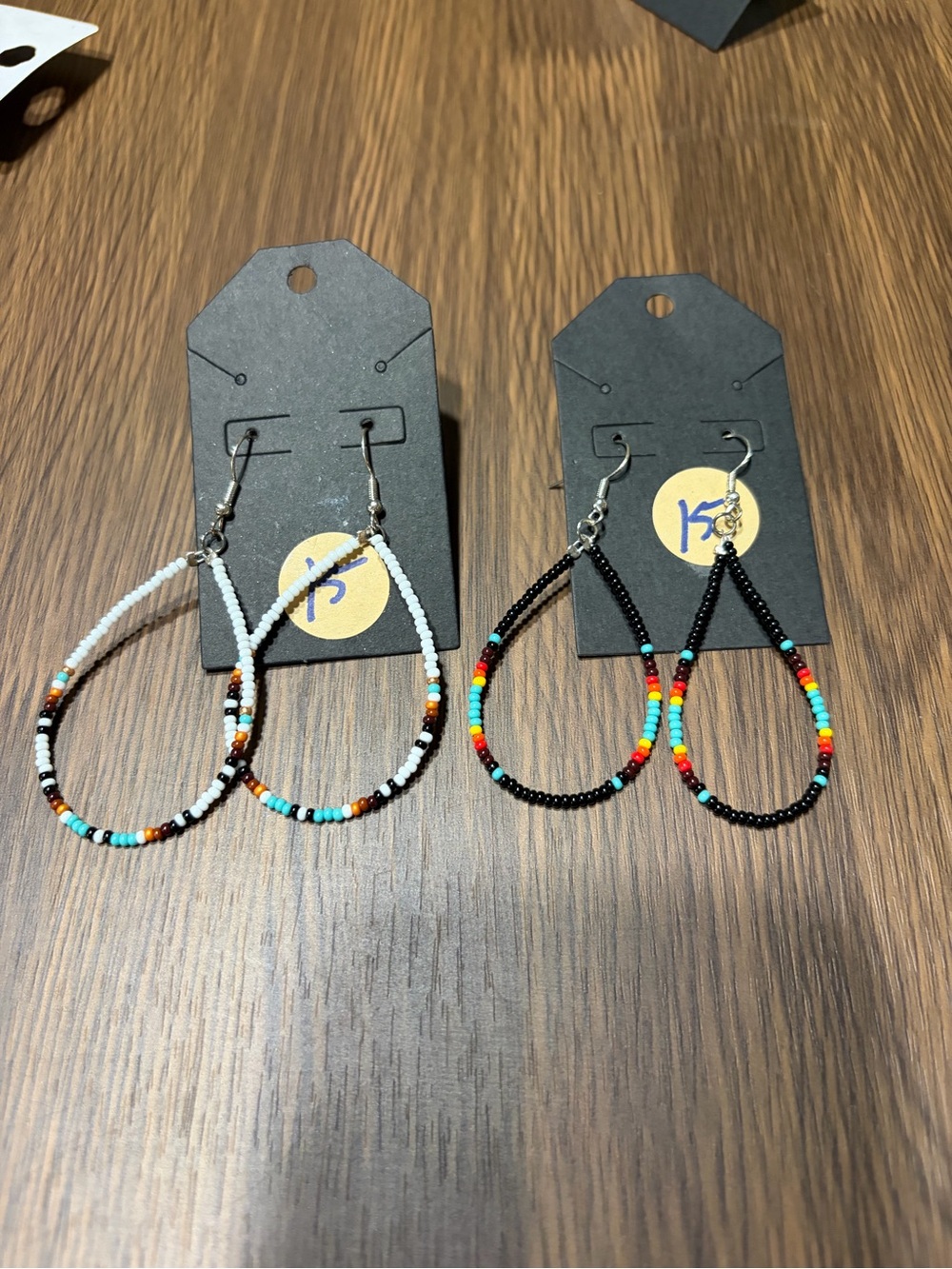 Handmade Beaded Teardrop Earrings - Multicolor